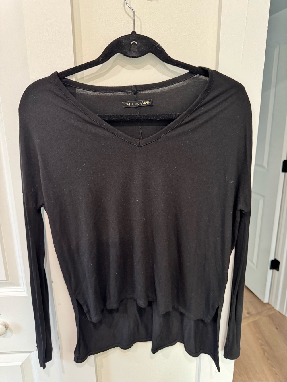 rag & bone Black Long-Sleeve V-Neck Layered Top